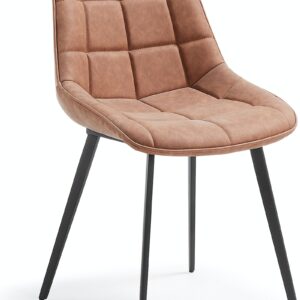 Adam, Spisebordsstol, moderne, nordisk, læder by LaForma (H: 82 cm. B: 51 cm. L: 59 cm., Brun/Sort)