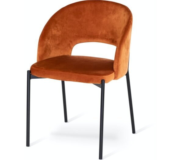 GAP, Spisebordsstol, Fløjl, Metal by Torkelson (H: 78 cm. x B: 52 cm. x L: 55 cm., Sort/Orange)