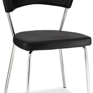 Gordon, Spisebordsstol, PU-læder by Raymond & Hallmark (H: 81 cm. B: 56 cm. L: 54 cm., Sort/Krom)