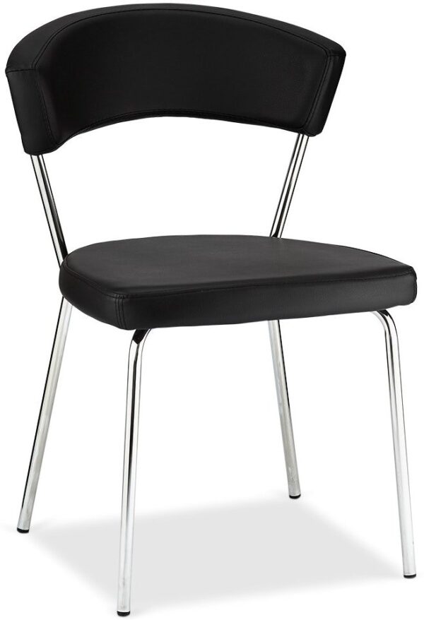 Gordon, Spisebordsstol, PU-læder by Raymond & Hallmark (H: 81 cm. B: 56 cm. L: 54 cm., Sort/Krom)