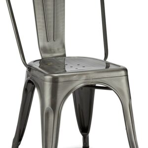 Islay, Spisebordsstol, Industriet look, Lakeret stål by Raymond & Hallmark (H: 85 cm. B: 43 cm. L: 51 cm., Sølv)