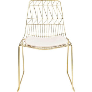 KARE DESIGN Solo spisebordsstol - guldfarvet stål m. hynde af lyst kunstlæder - UDSTILLINGSMODEL