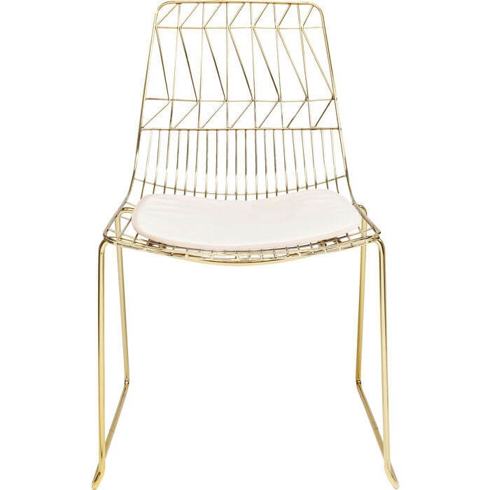 KARE DESIGN Solo spisebordsstol - guldfarvet stål m. hynde af lyst kunstlæder - UDSTILLINGSMODEL
