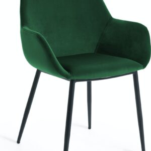 Konna, Spisebordsstol, vintage, industriel, stof by LaForma (H: 83 cm. x B: 59 cm. x L: 55 cm., Grøn/Sort)