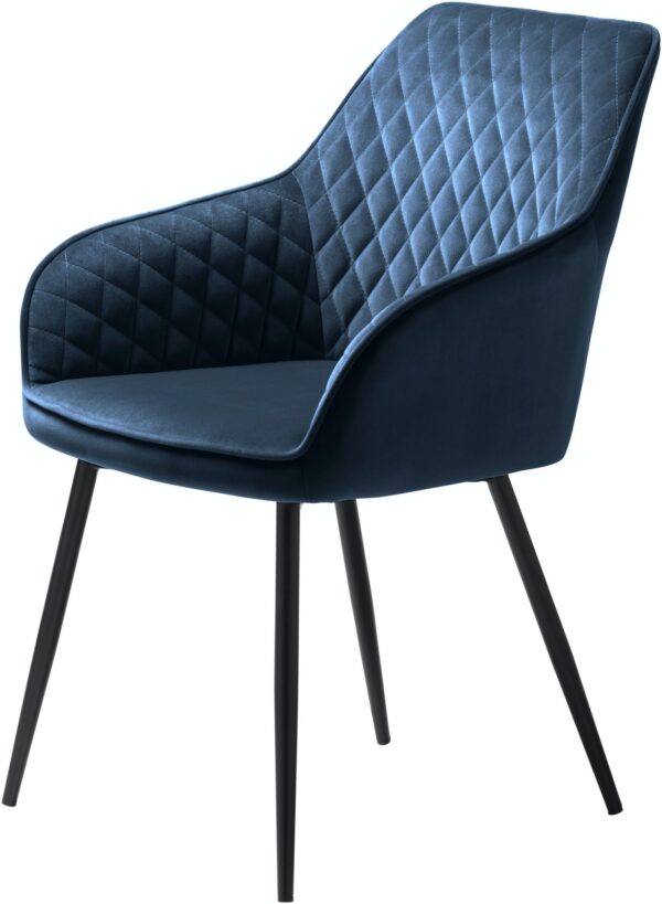 Milton, Spisebordsstol med armlæn by Unique Furniture (H: 84 cm. x B: 58 cm. x L: 59 cm., Blå/Sort)