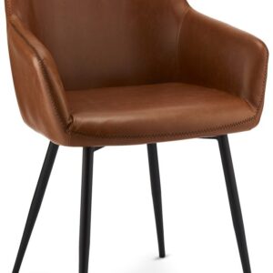 Oxford, Spisebordsstol med armlæn, PU-læder med syninger by Raymond & Hallmark (H: 81 cm. B: 56 cm. L: 56 cm., Brun)
