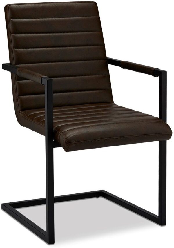 Prior, Spisebordsstol med armlæn, PU-læder by Raymond & Hallmark (H: 93 cm. B: 53 cm. L: 66 cm., Mørkebrun)