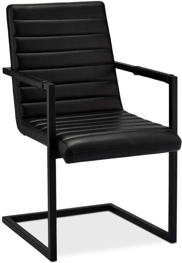 Prior, Spisebordsstol med armlæn, PU-læder by Raymond & Hallmark (H: 93 cm. B: 53 cm. L: 66 cm., Sort)