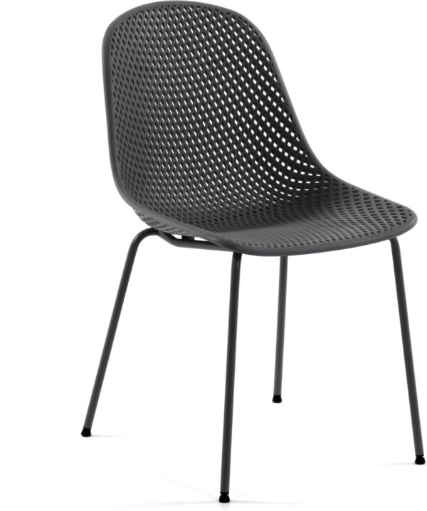 Quinby, Spisebordsstol, moderne, nordisk, plast by LaForma (H: 82 cm. B: 46 cm. L: 58 cm., Grå)