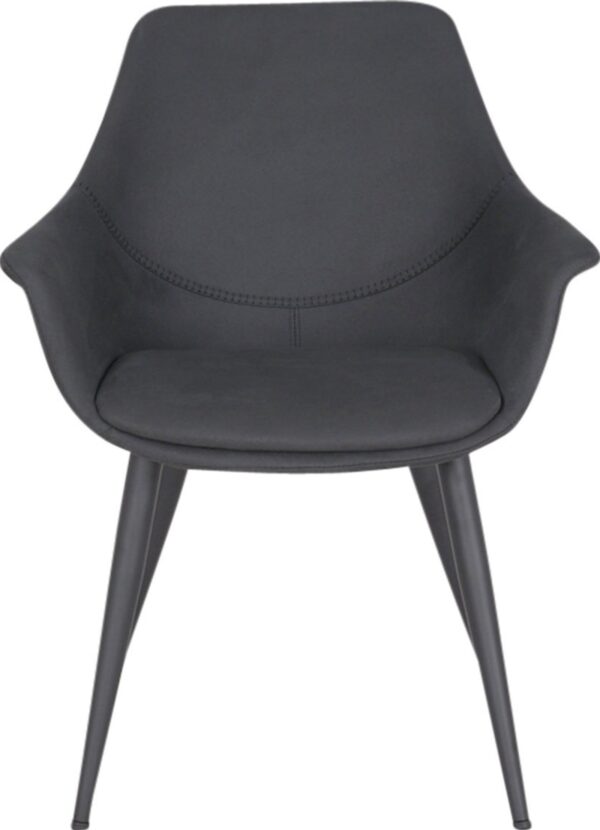 Signe, Spisebordsstol med armlæn, Ruskind by House of Sander (H: 82 cm. B: 68 cm. L: 62 cm., Antikgrå)