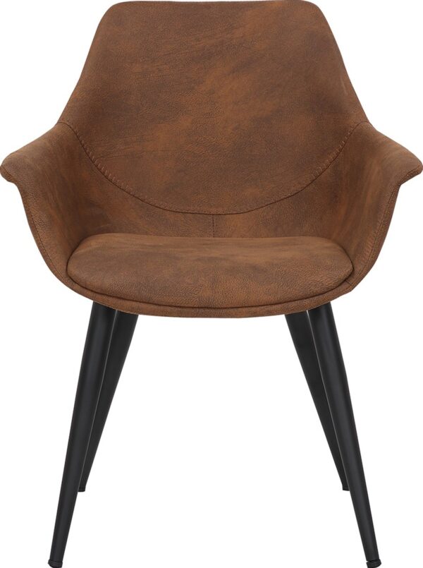 Signe, Spisebordsstol med armlæn, Ruskind by House of Sander (H: 82 cm. B: 68 cm. L: 62 cm., Brun)