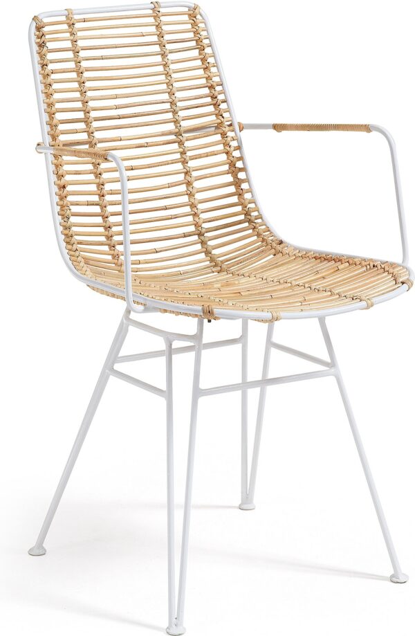 Tishana, Spisebordsstol, kolonial, rustik by LaForma (H: 79 cm. B: 51 cm. L: 58 cm., Natur/Hvid)