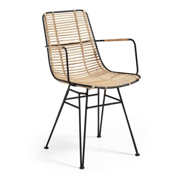 Tishana, Spisebordsstol med armlæn by LaForma (H: 79 cm. B: 51 cm. L: 58 cm., Natur/Sort)