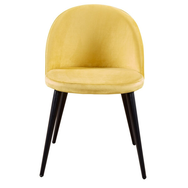 VENTURE DESIGN Velvet spisebordsstol, m. armlæn - gul velour og metal
