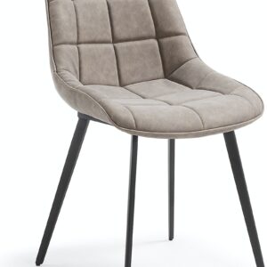Adam, Spisebordsstol, moderne, nordisk, læder by LaForma (H: 82 cm. B: 51 cm. L: 59 cm., Grå/Sort)