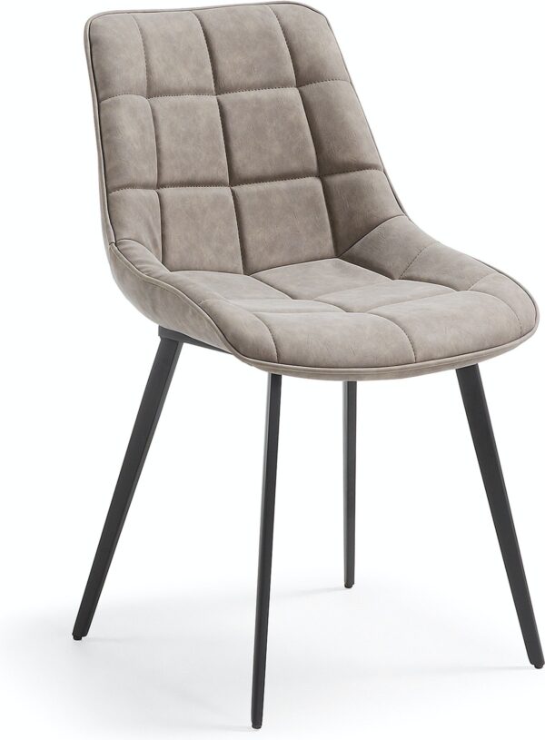 Adam, Spisebordsstol, moderne, nordisk, læder by LaForma (H: 82 cm. B: 51 cm. L: 59 cm., Grå/Sort)
