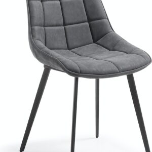 Adam, Spisebordsstol, moderne, nordisk, læder by LaForma (H: 82 cm. B: 51 cm. L: 59 cm., Sort)