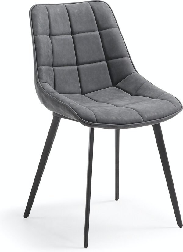 Adam, Spisebordsstol, moderne, nordisk, læder by LaForma (H: 82 cm. B: 51 cm. L: 59 cm., Sort)