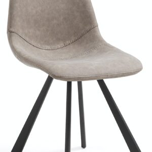 Alve, Spisebordsstol, moderne, nordisk, læder by LaForma (H: 83 cm. B: 46 cm. L: 60 cm., Grå/Sort)