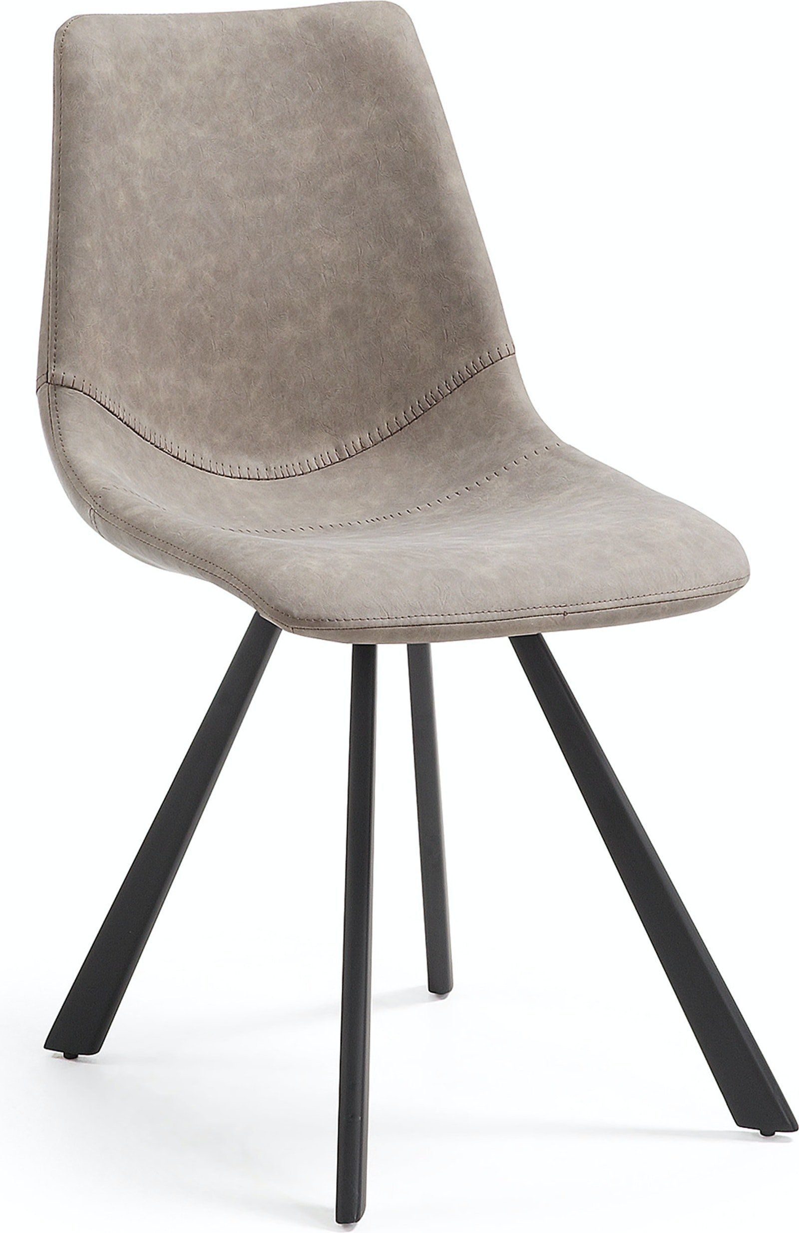 Alve, Spisebordsstol, moderne, nordisk, læder by LaForma (H: 83 cm. B: 46 cm. L: 60 cm., Grå/Sort)