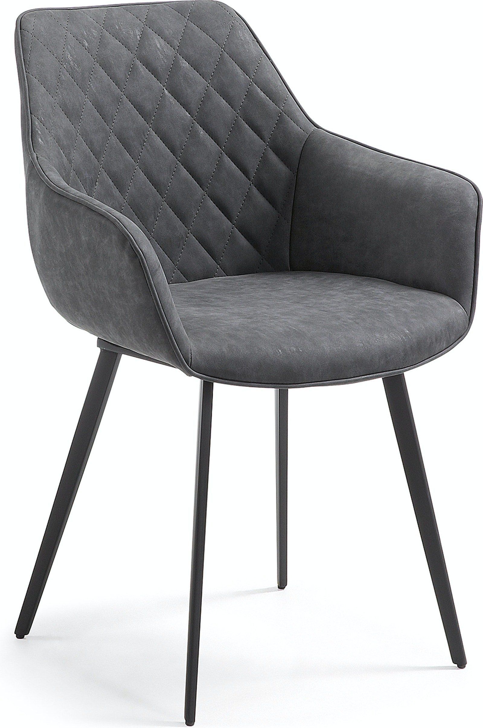 Amira, Spisebordsstol, moderne, nordisk, læder by LaForma (H: 87 cm. B: 60 cm. L: 60 cm., Sort)