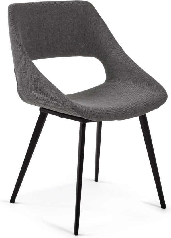 Byre, Spisebordsstol, moderne, nordisk, stof by LaForma (H: 81 cm. B: 51 cm. L: 58 cm., Mørkegrå/Sort)