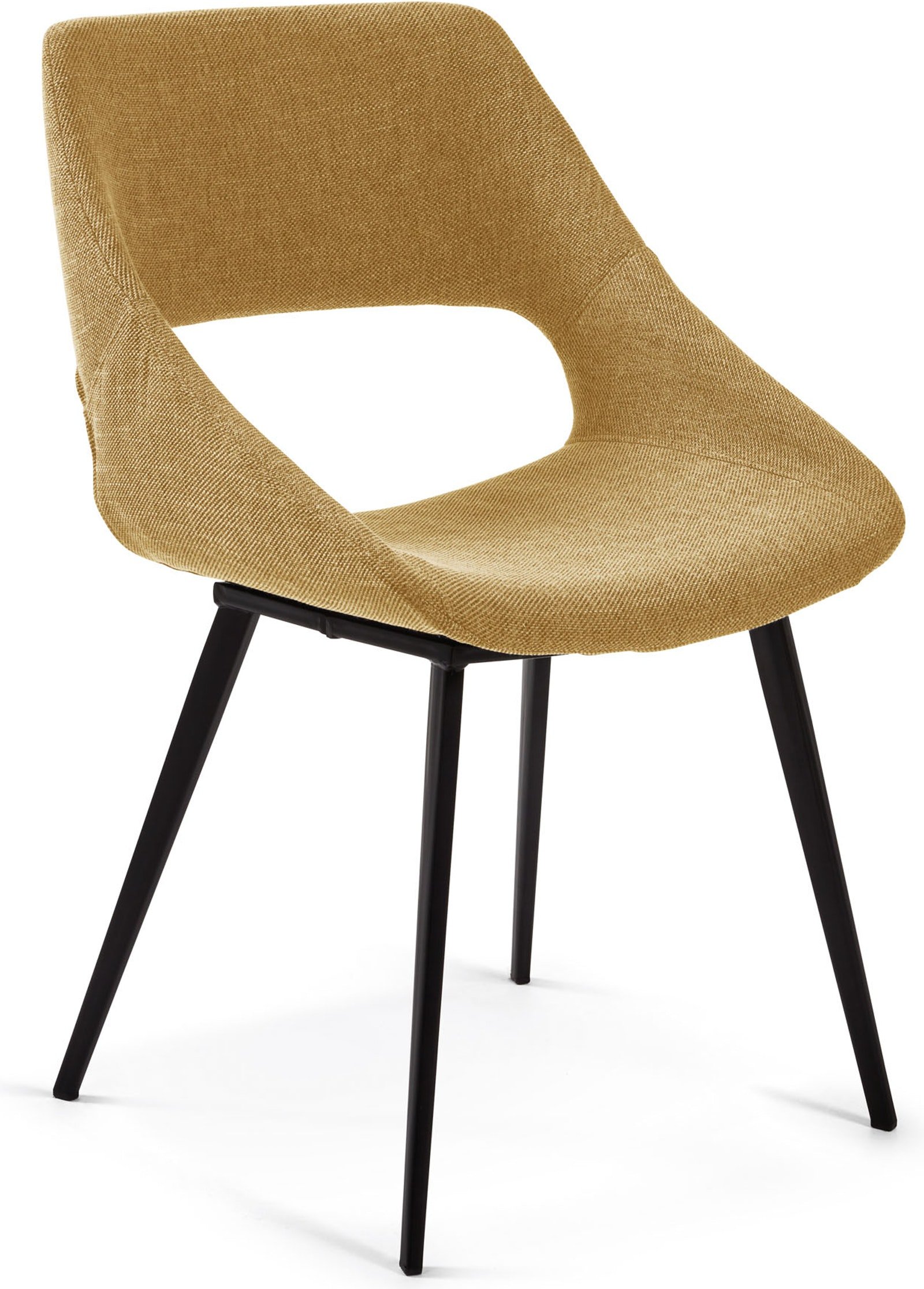 Byre, Spisebordsstol, moderne, nordisk, stof by LaForma (H: 81 cm. B: 51 cm. L: 58 cm., Sennep/Sort)