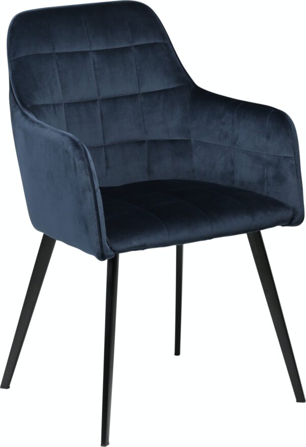 Embrace, Spisebordsstol med armlæn, Fløjl by DAN-FORM Denmark (H: 84 cm. B: 55 cm., Blå/Sort)