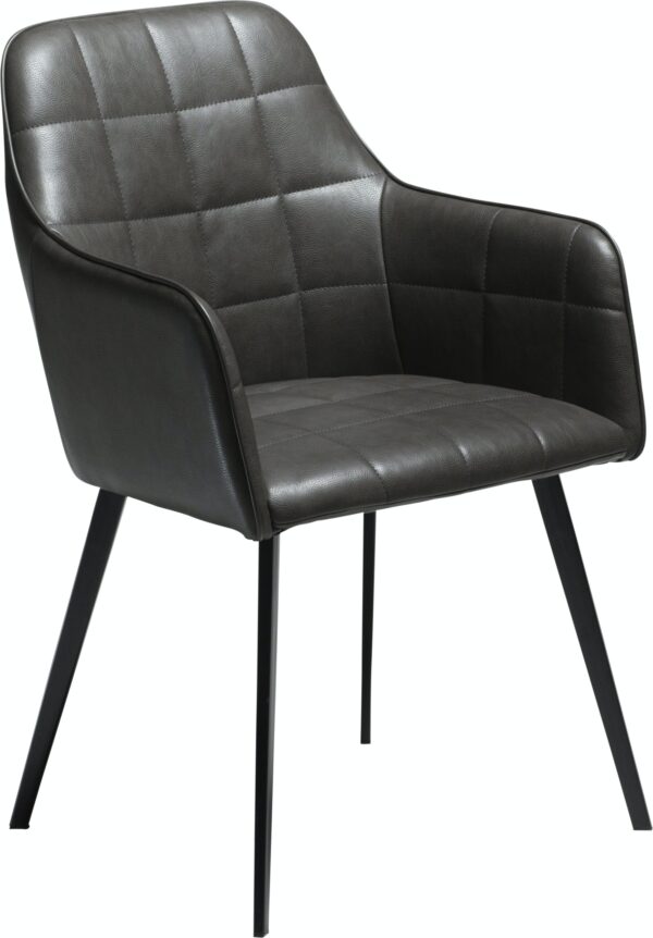 Embrace, Spisebordsstol med armlæn, Kunstlæder by DAN-FORM Denmark (H: 84 cm. B: 55 cm., Grå/Sort)