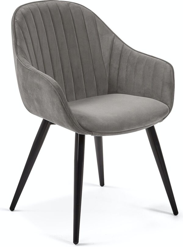 Fabia, Spisebordsstol, vintage, nordisk, stof by LaForma (H: 84 cm. B: 58 cm. L: 62 cm., Grå/Sort)