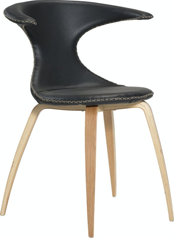 Flair, Spisebordsstol, Egetræsben, Læder by DAN-FORM Denmark (H: 81 cm. B: 64 cm., Sort/Natur)