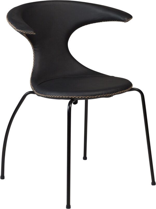 Flair, Spisebordsstol, Stålben, Læder by DAN-FORM Denmark (H: 81 cm. B: 64 cm., Sort)