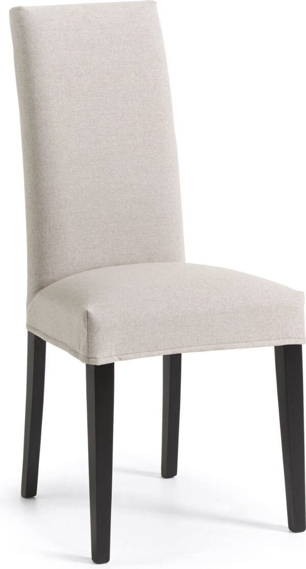 Freda, Spisebordsstol, kolonial, stof by LaForma (H: 100 cm. B: 46 cm. L: 56 cm., Beige/sort)