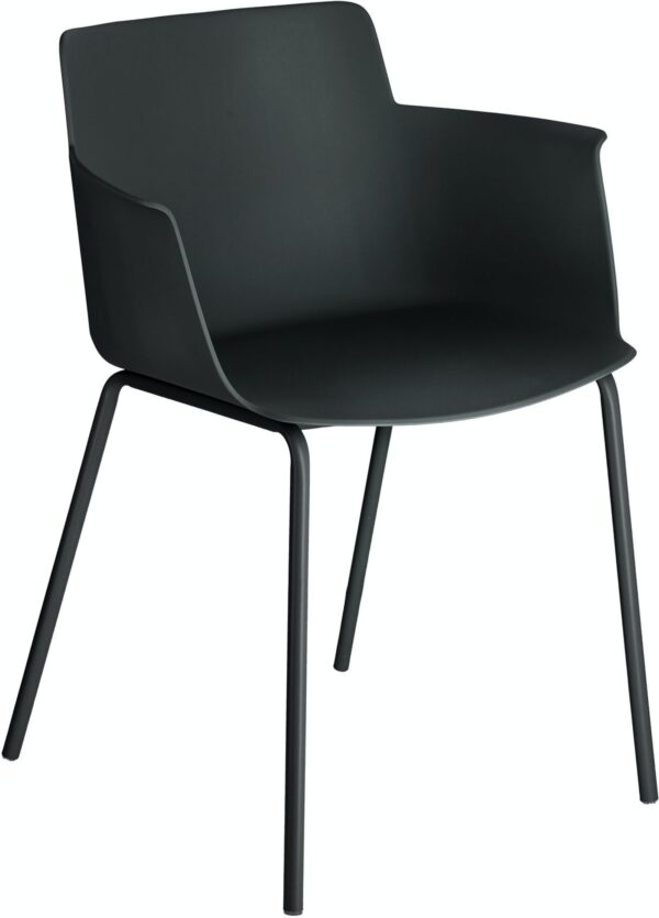 Hannia, Spisebordsstol med armlæn, nordisk, moderne, plast by LaForma (H: 77 cm. x B: 59 cm. x L: 53 cm., Sort)