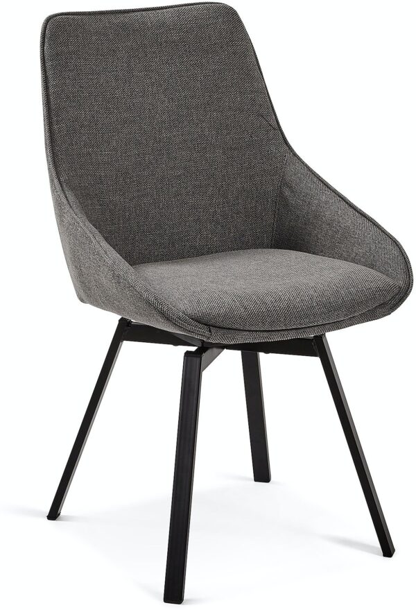 Jenna, Spisebordsstol by LaForma (H: 86 cm. B: 50 cm. L: 59 cm., Mørkegrå/Sort)