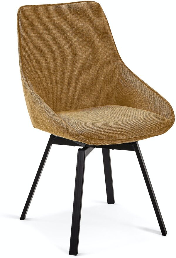 Jenna, Spisebordsstol by LaForma (H: 86 cm. B: 50 cm. L: 59 cm., Sennep/Sort)
