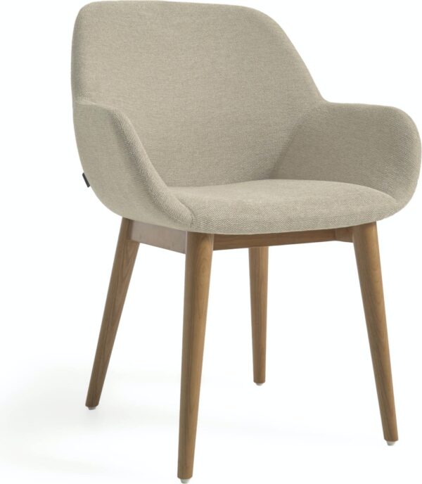 Konna, Spisebordsstol med armlæn, nordisk, moderne, stof by LaForma (H: 83 cm. B: 59 cm. L: 55 cm., Beige)