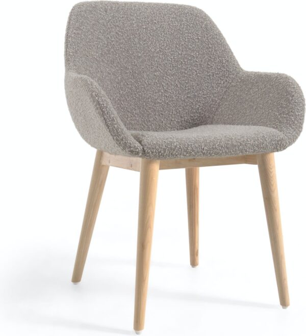 Konna, Spisebordsstol med armlæn, nordisk, moderne, stof by LaForma (H: 83 cm. B: 59 cm. L: 55 cm., Grå)