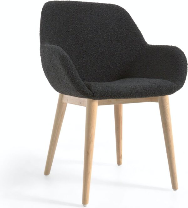 Konna, Spisebordsstol med armlæn, nordisk, moderne, stof by LaForma (H: 83 cm. B: 59 cm. L: 55 cm., Sort)
