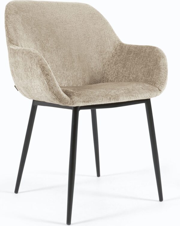 Konna, Spisebordsstol, vintage, industriel, stof by LaForma (H: 83 cm. x B: 59 cm. x L: 55 cm., Beige)