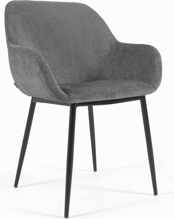 Konna, Spisebordsstol, vintage, industriel, stof by LaForma (H: 83 cm. x B: 59 cm. x L: 55 cm., Grå)