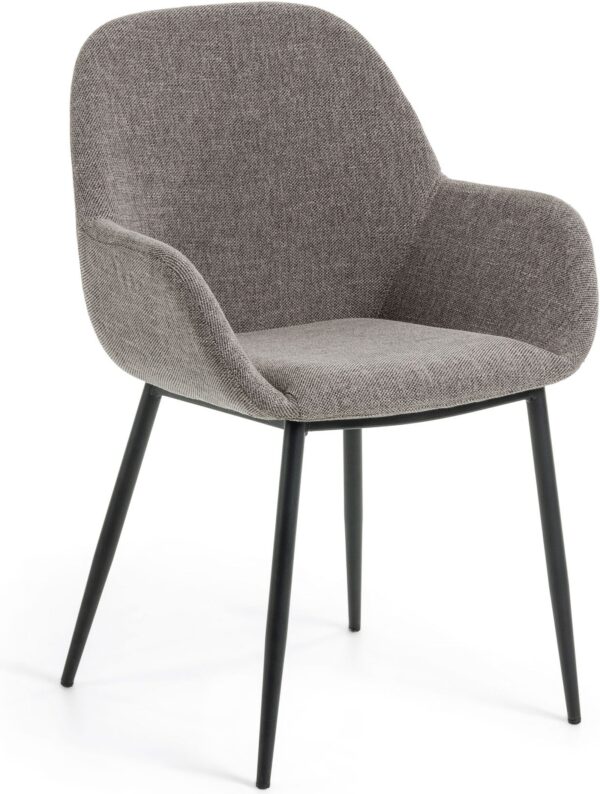 Konna, Spisebordsstol, vintage, industriel, stof by LaForma (H: 83 cm. x B: 59 cm. x L: 55 cm., Grå/Sort)