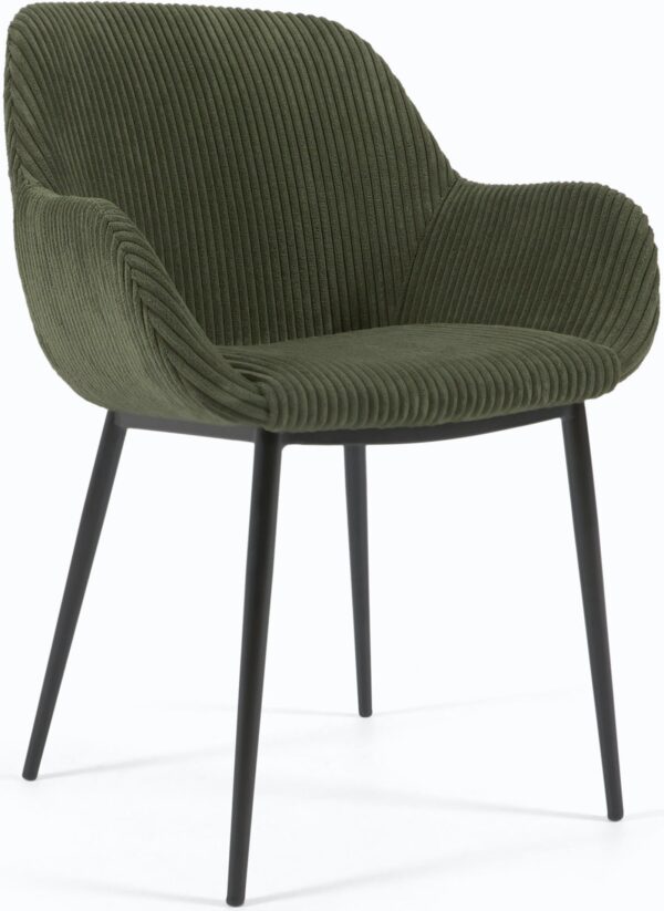 Konna, Spisebordsstol, vintage, industriel, stof by LaForma (H: 83 cm. x B: 59 cm. x L: 55 cm., Grøn)