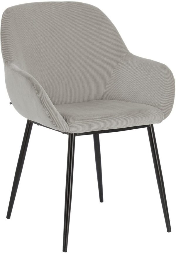 Konna, Spisebordsstol, vintage, industriel, stof by LaForma (H: 83 cm. x B: 59 cm. x L: 55 cm., Lysegrå)