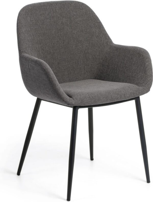 Konna, Spisebordsstol, vintage, industriel, stof by LaForma (H: 83 cm. x B: 59 cm. x L: 55 cm., Mørkegrå/Sort)