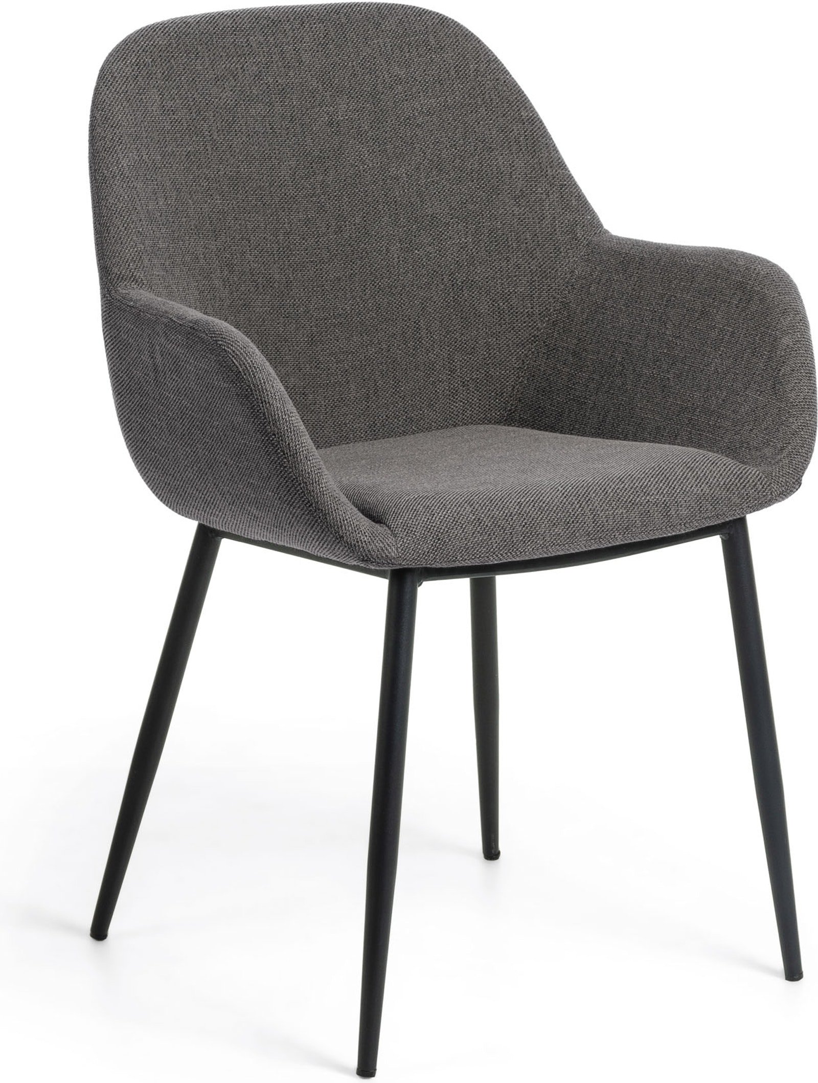 Konna, Spisebordsstol, vintage, industriel, stof by LaForma (H: 83 cm. x B: 59 cm. x L: 55 cm., Mørkegrå/Sort)