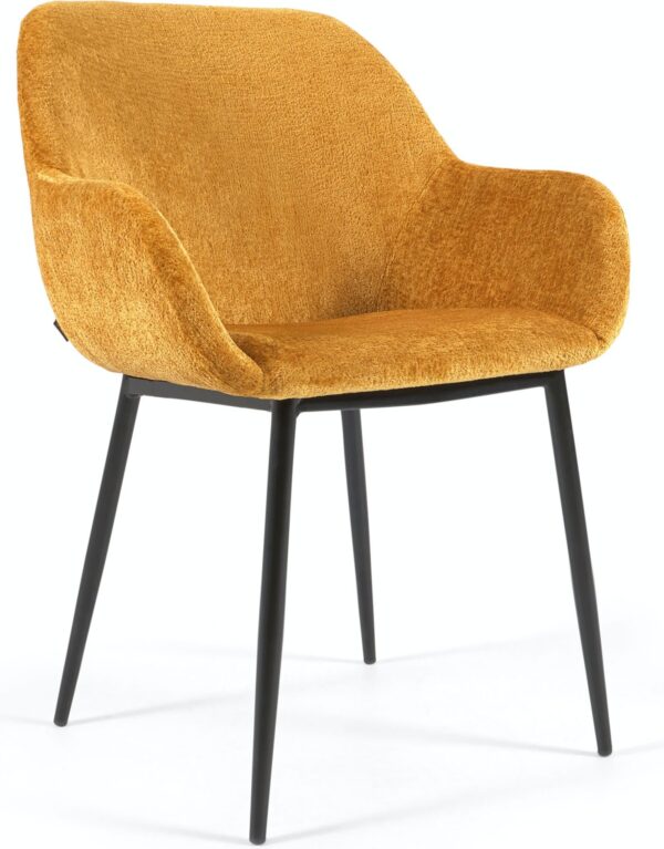 Konna, Spisebordsstol, vintage, industriel, stof by LaForma (H: 83 cm. x B: 59 cm. x L: 55 cm., Sennep)