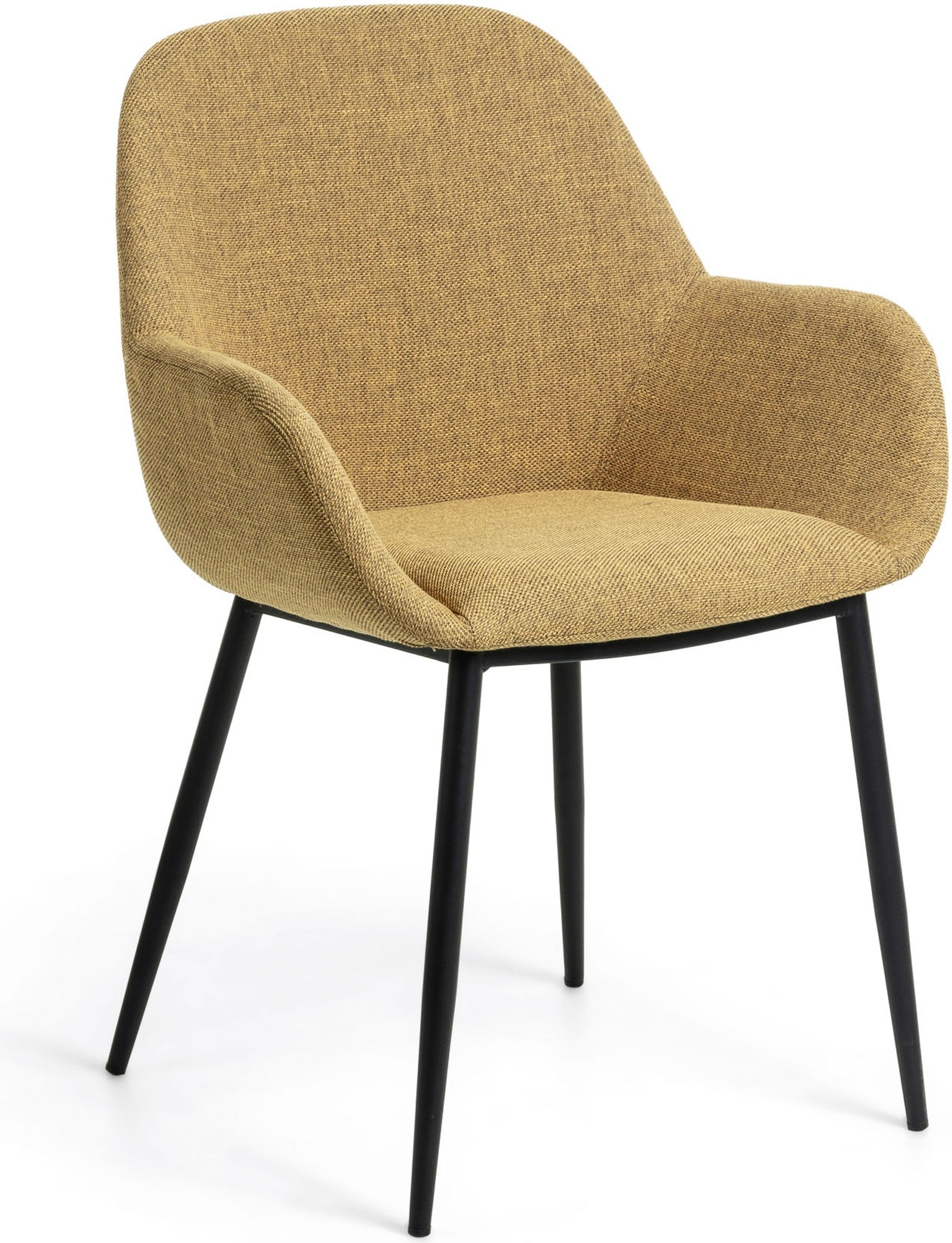 Konna, Spisebordsstol, vintage, industriel, stof by LaForma (H: 83 cm. x B: 59 cm. x L: 55 cm., Sennep/Sort)