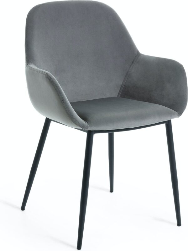 Konna, Spisebordsstol, vintage, industriel, stof by LaForma (H: 83 cm. x B: 59 cm. x L: 55 cm., Skiffergrå)