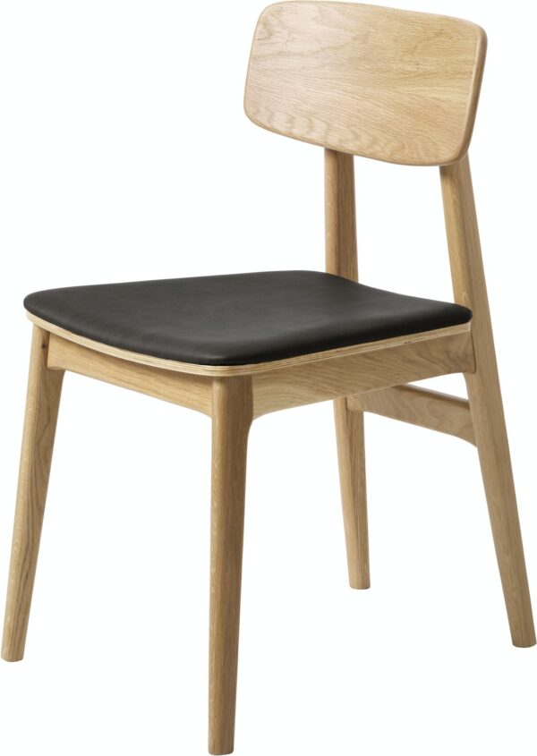 Livo, Spisebordsstol, Egetræ, Kunstlæder by Unique Furniture (H: 82 cm. x B: 46 cm. x L: 55 cm., Sort)